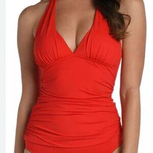 La Blanca Brand Women's size 10 Ruched Tankini Top NWT Red Mix & Match